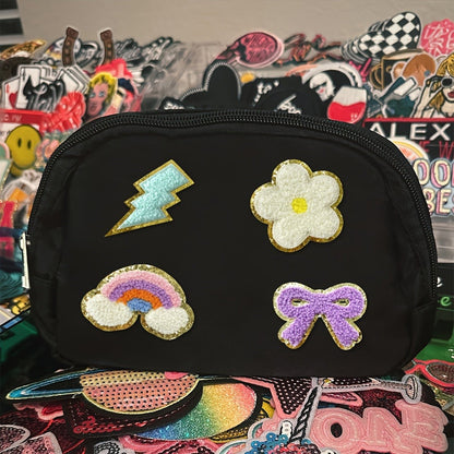 Embroidered Patch - Patches Set of 20 - Glitter Rainbow Flower Plush Self-Adhesive Appliques - product detail view 4