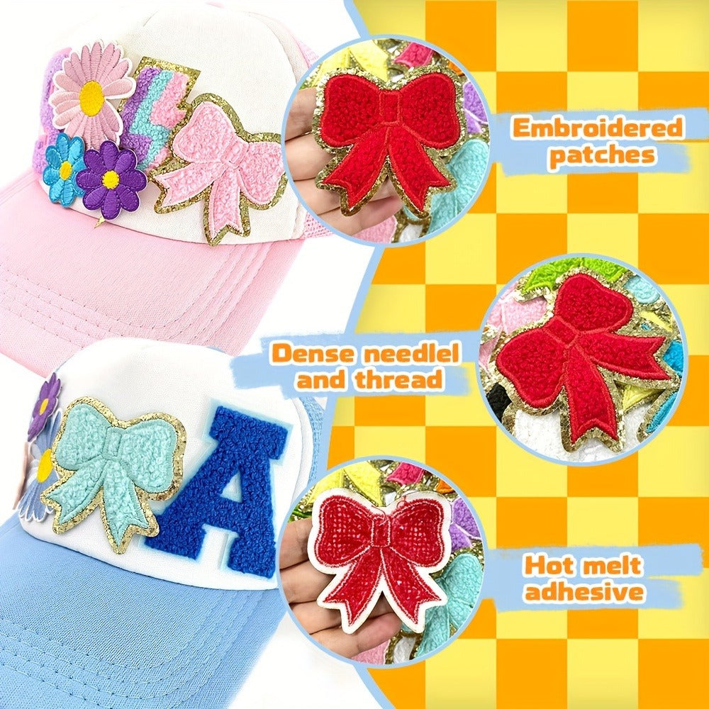 Embroidered Patch - Patches Set of 20 - Glitter Rainbow Flower Plush Self-Adhesive Appliques - product detail view 8