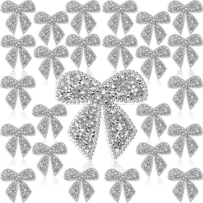 Embroidered Patch - Patches Set of 24 - Shimmering Bow Rhinestone Crystal Iron-On Patches for - main product view