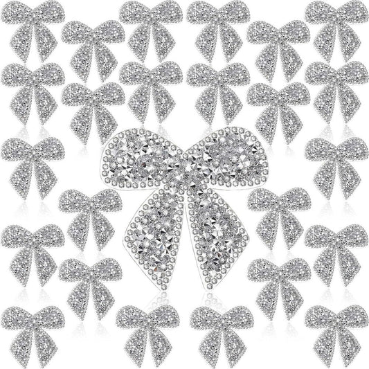 Embroidered Patch - Patches Set of 24 - Shimmering Bow Rhinestone Crystal Iron-On Patches for - main product view
