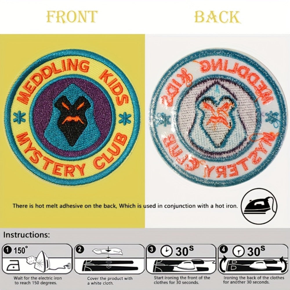 Embroidered Patch - Patches Set of 3 - Cartoon Mystery Club Iron-On Sew-On Patches for - product detail view 4
