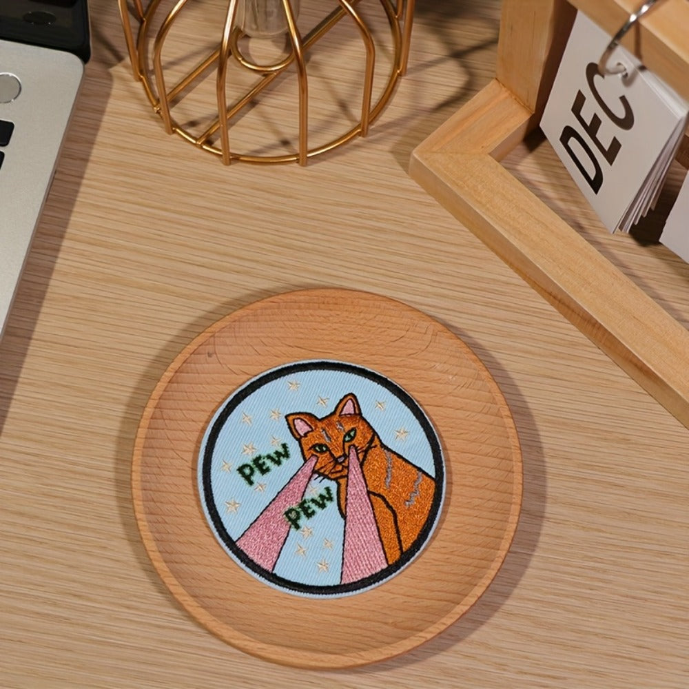 Embroidered Patch - Patches Set of 3 - Cute Cartoon Cat Stars & Pew Pew Laser Iron-On Sew-On - product detail view 3