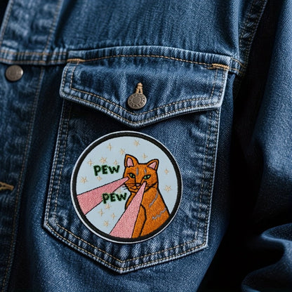 Embroidered Patch - Patches Set of 3 - Cute Cartoon Cat Stars & Pew Pew Laser Iron-On Sew-On - product detail view 5