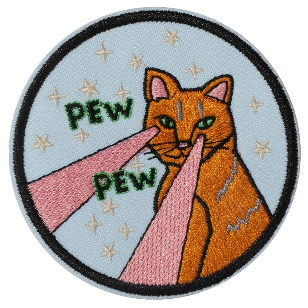 Embroidered Patch - Patches Set of 3 - Cute Cartoon Cat Stars & Pew Pew Laser Iron-On Sew-On - product detail view 6