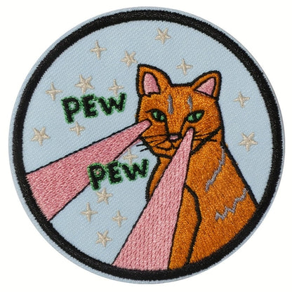 Embroidered Patch - Patches Set of 3 - Cute Cartoon Cat Stars & Pew Pew Laser Iron-On Sew-On - product detail view 6