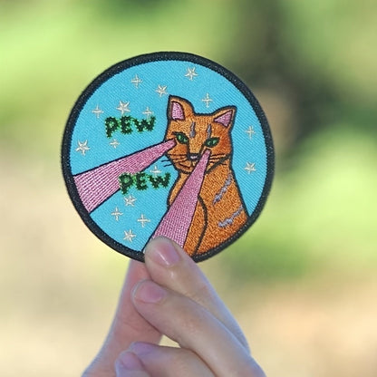 Embroidered Patch - Patches Set of 3 - Cute Cartoon Cat Stars & Pew Pew Laser Iron-On Sew-On - product detail view 9