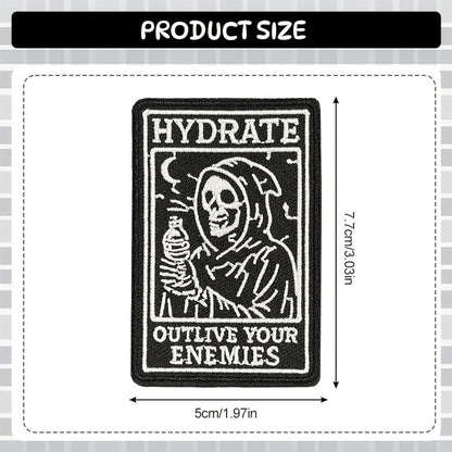 Embroidered Patch - Patches Set of 3 - Gothic Skull Hydration Meme Iron-On Sew-On Patches for - product detail view 2