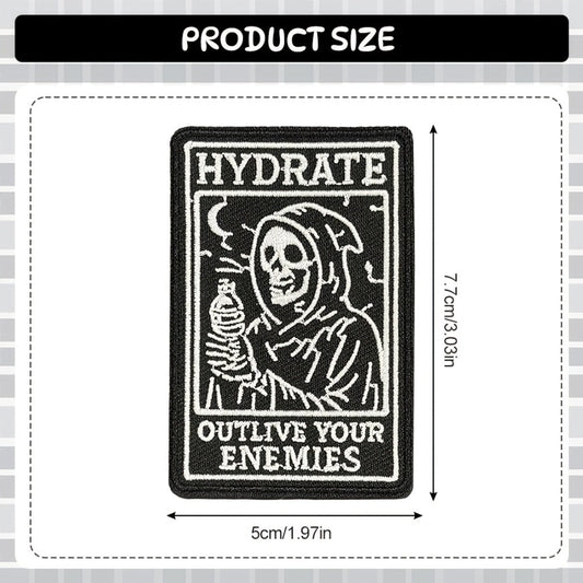 Embroidered Patch - Patches Set of 3 - Gothic Skull Hydration Meme Iron-On Sew-On Patches for - product detail view 2