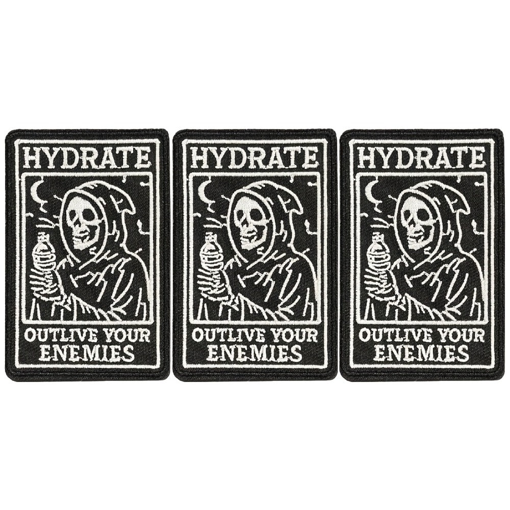 Embroidered Patch - Patches Set of 3 - Gothic Skull Hydration Meme Iron-On Sew-On Patches for - product detail view 4