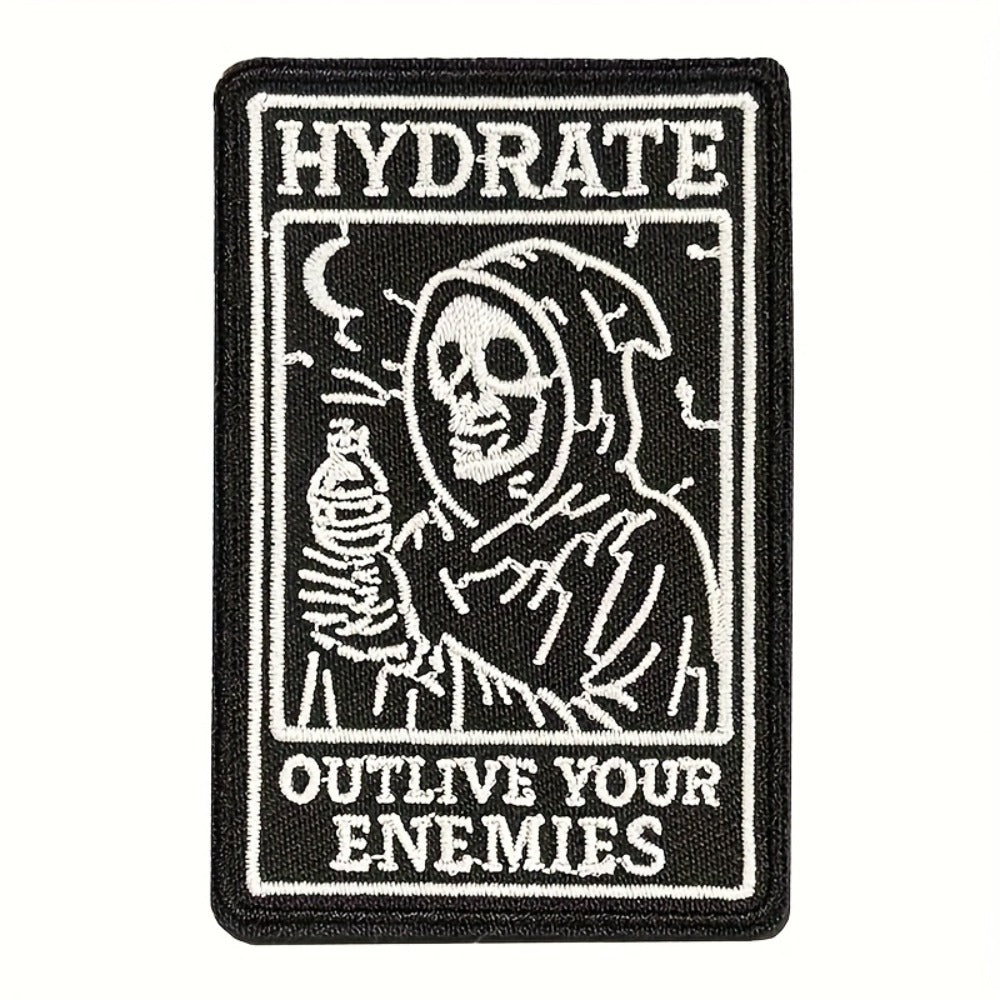 Embroidered Patch - Patches Set of 3 - Gothic Skull Hydration Meme Iron-On Sew-On Patches for - product detail view 10
