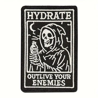 Embroidered Patch - Patches Set of 3 - Gothic Skull Hydration Meme Iron-On Sew-On Patches for - product detail view 10