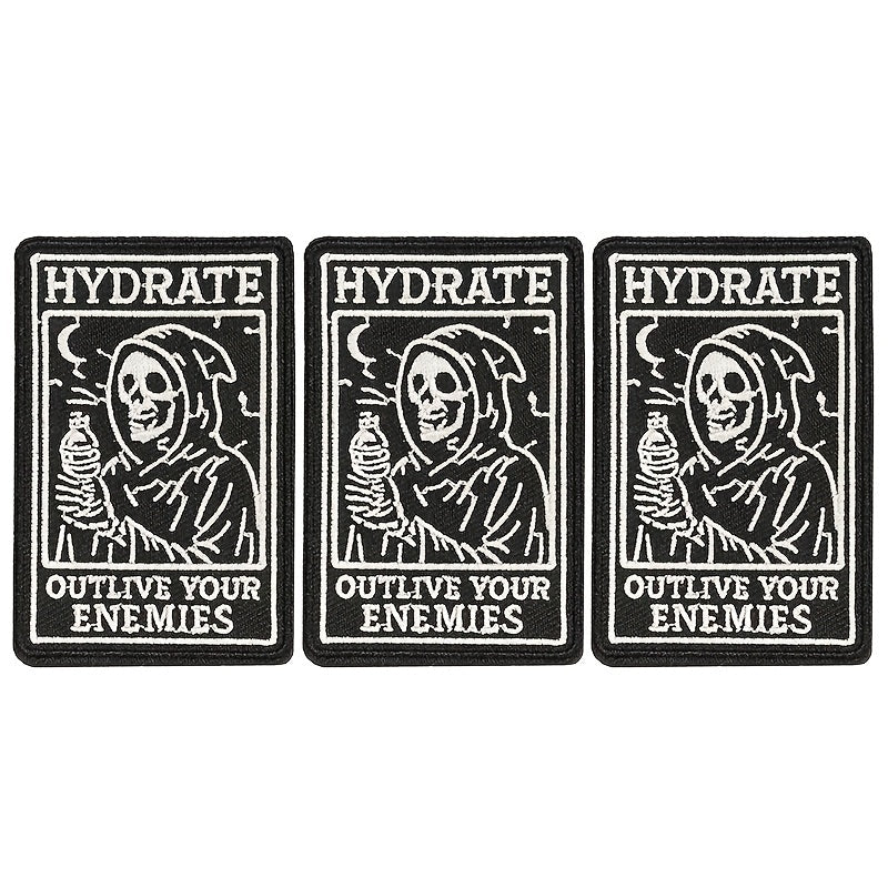 Embroidered Patch - Patches Set of 3 - Gothic Skull Hydration Meme Iron-On Sew-On Patches for - product detail view 12