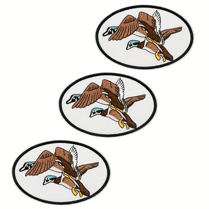 Embroidered Patch - Patches Set of 3 - Retro Duck Hunting Cartoon Iron-On Sew-On Patches for - main product view