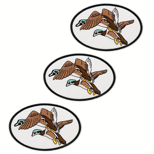Embroidered Patch - Patches Set of 3 - Retro Duck Hunting Cartoon Iron-On Sew-On Patches for - main product view