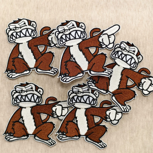 Embroidered Patch - Patches Set of 5 - Funny Monkey Iron-On Sew-On Patches for Jackets - main product view