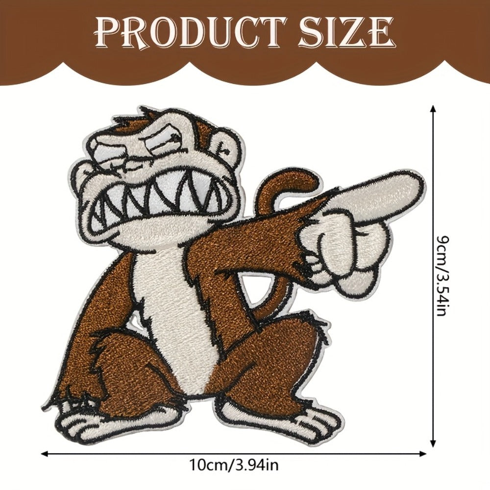 Embroidered Patch - Patches Set of 5 - Funny Monkey Iron-On Sew-On Patches for Jackets - product detail view 2
