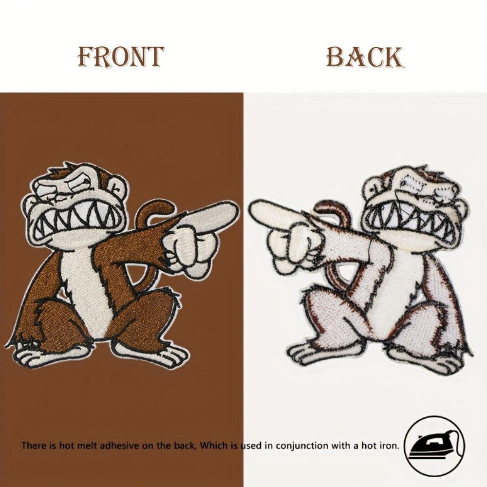 Embroidered Patch - Patches Set of 5 - Funny Monkey Iron-On Sew-On Patches for Jackets - product detail view 7