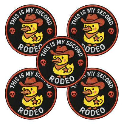 Embroidered Patch - Patches Set of 5 - Funny Cowboy Duck "This Is My Second Rodeo" Iron-On - main product view