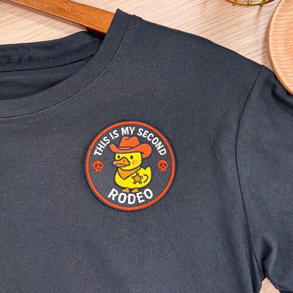 Embroidered Patch - Patches Set of 5 - Funny Cowboy Duck "This Is My Second Rodeo" Iron-On - product detail view 5