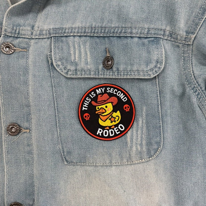 Embroidered Patch - Patches Set of 5 - Funny Cowboy Duck "This Is My Second Rodeo" Iron-On - product detail view 6