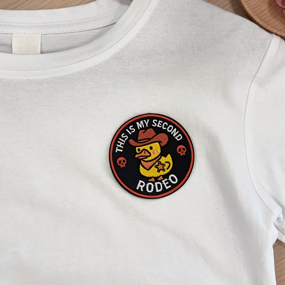 Embroidered Patch - Patches Set of 5 - Funny Cowboy Duck "This Is My Second Rodeo" Iron-On - product detail view 7