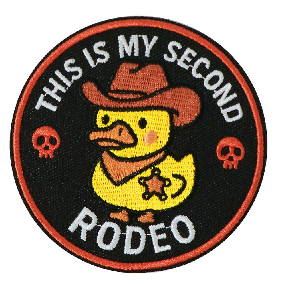 Embroidered Patch - Patches Set of 5 - Funny Cowboy Duck "This Is My Second Rodeo" Iron-On - product detail view 10
