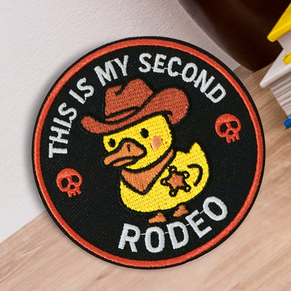Embroidered Patch - Patches Set of 5 - Funny Cowboy Duck "This Is My Second Rodeo" Iron-On - product detail view 12