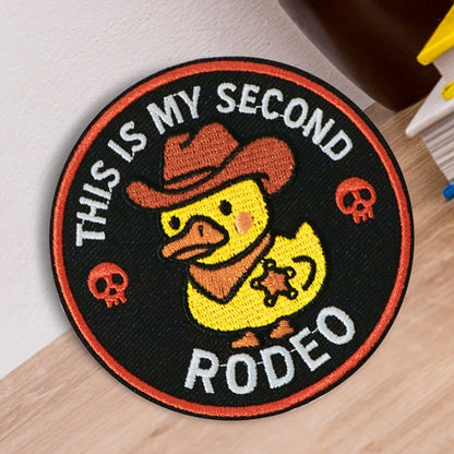 Embroidered Patch - Patches Set of 5 - Funny Cowboy Duck "This Is My Second Rodeo" Iron-On - product detail view 12