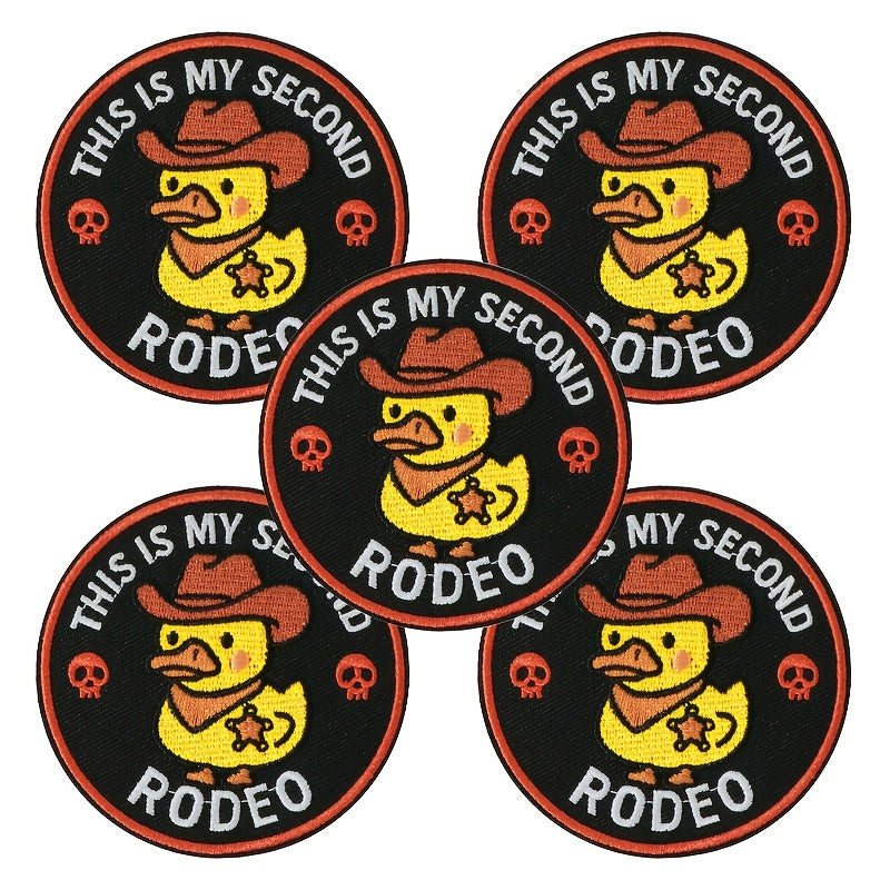 Embroidered Patch - Patches Set of 5 - Funny Cowboy Duck "This Is My Second Rodeo" Iron-On - product detail view 14
