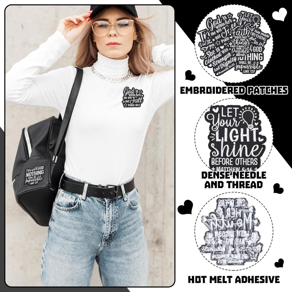 Embroidered Patch - Patches Set of 8 - Christian Bible Faith Verse Iron-On Sew-On Patches for - product detail view 3