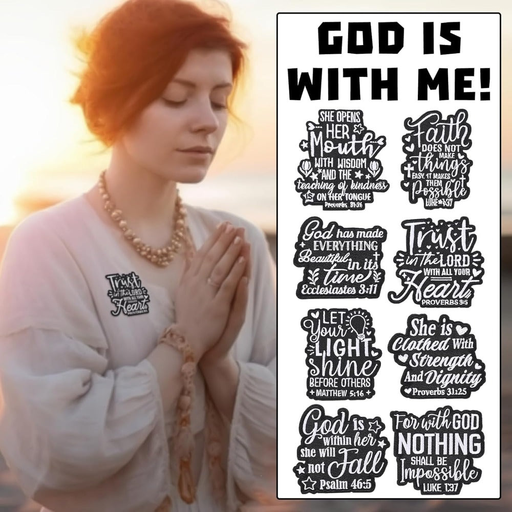 Embroidered Patch - Patches Set of 8 - Christian Bible Faith Verse Iron-On Sew-On Patches for - product detail view 5
