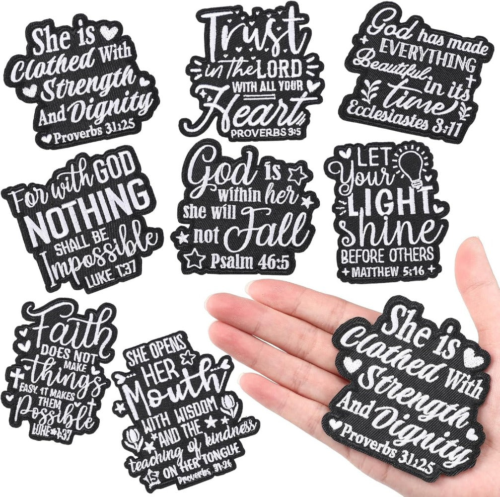 Embroidered Patch - Patches Set of 8 - Christian Bible Faith Verse Iron-On Sew-On Patches for - product detail view 7