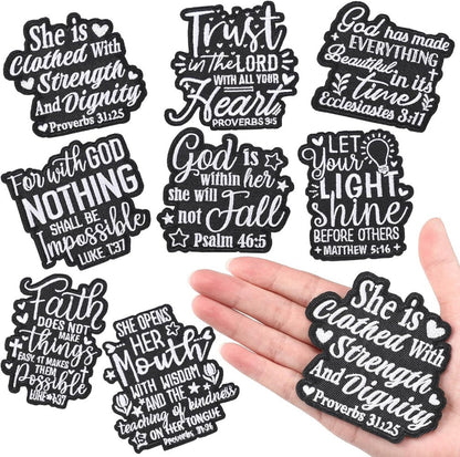 Embroidered Patch - Patches Set of 8 - Christian Bible Faith Verse Iron-On Sew-On Patches for - product detail view 7