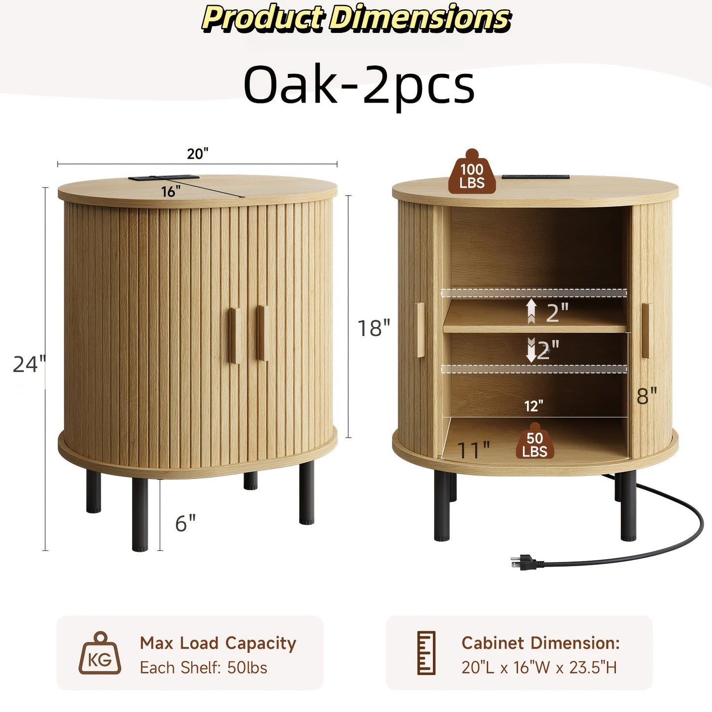 End Table shown in the Oak-2pcs option