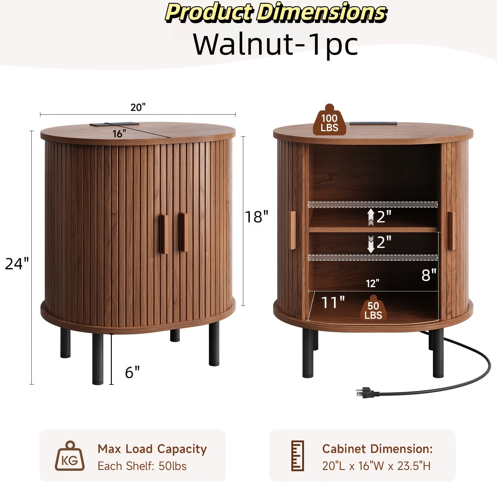 End Table shown in the Walnut-1pc option