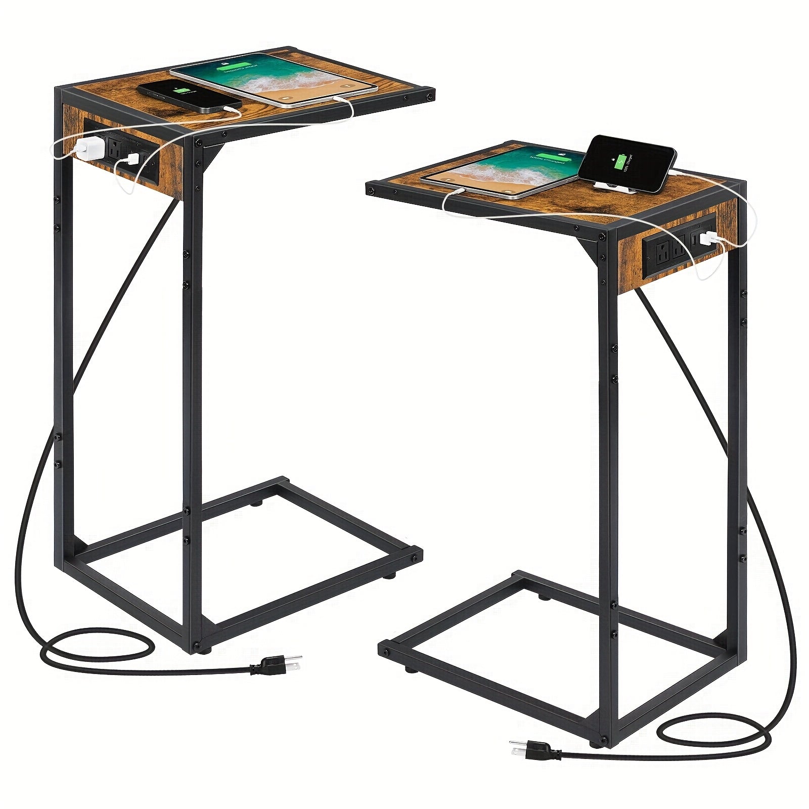 End Table shown in the 2pcs-brown-with Charging option