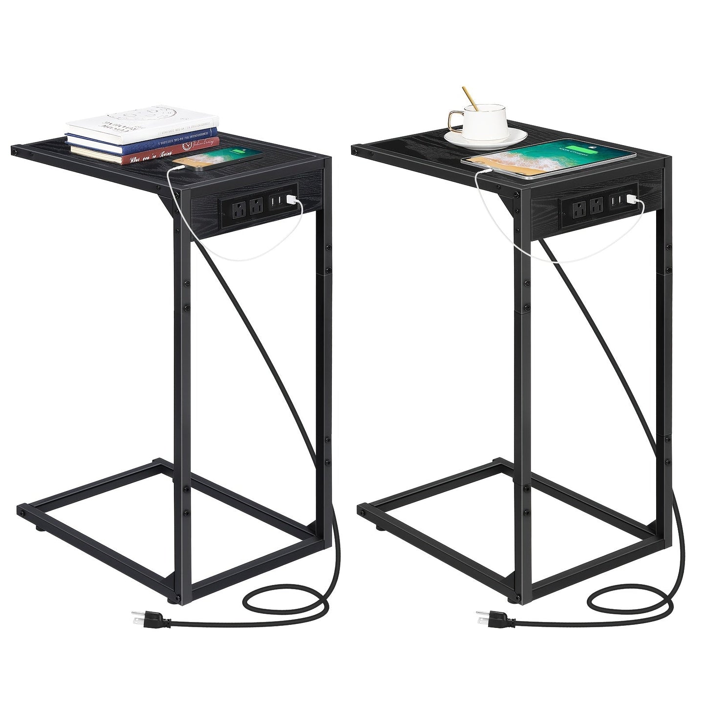End Table shown in the Black-2pcs-with charging option