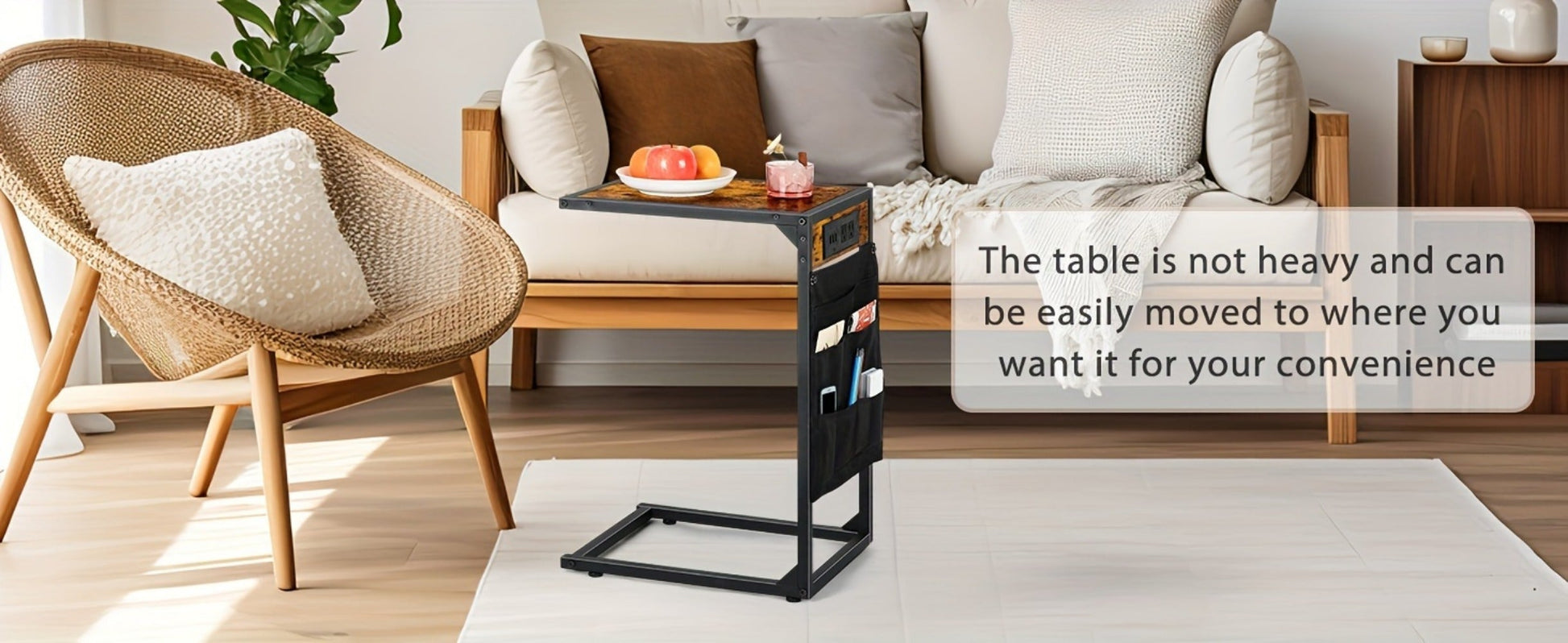 End Table with Storage Bag, Bedside Side Table for Living Room detail image - detail view 24