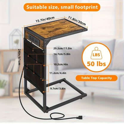End Table with Storage Bag, Bedside Side Table for Living Room detail image - detail view 4