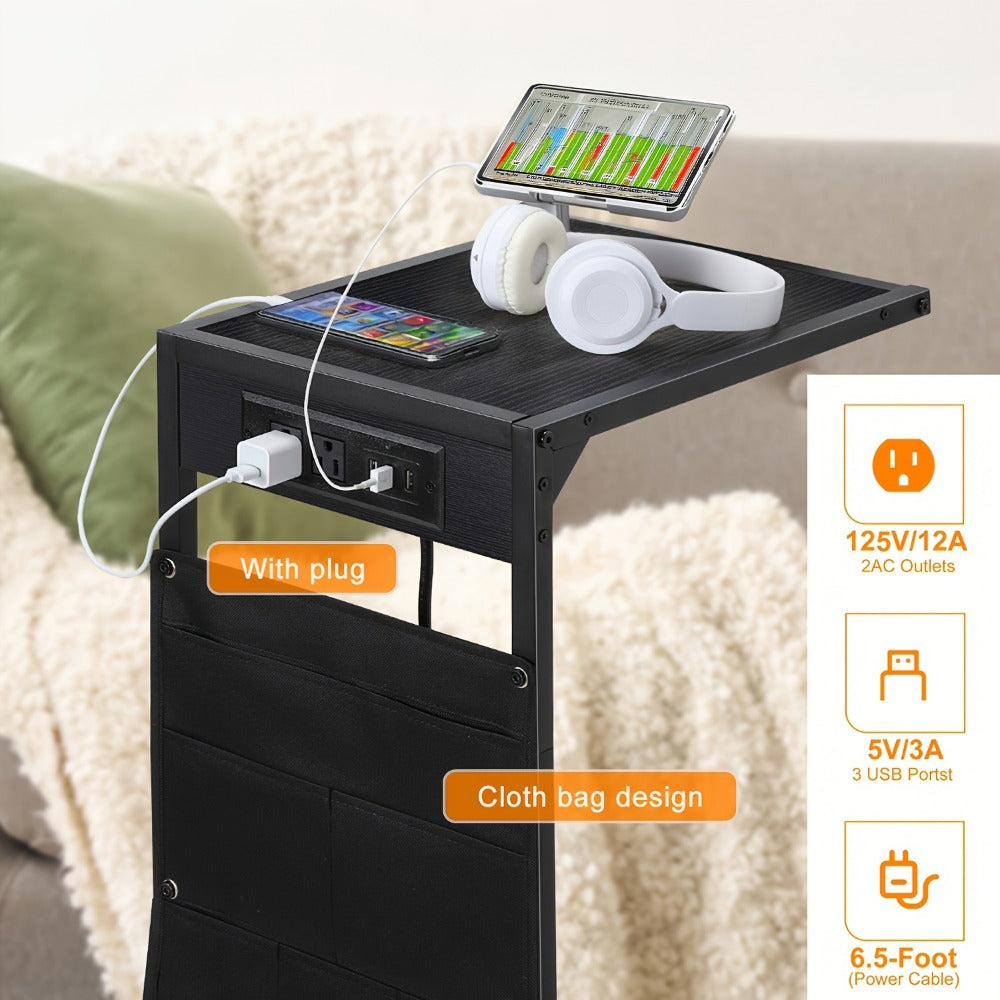 End Table with Storage Bag, Bedside Side Table for Living Room detail image - detail view 6