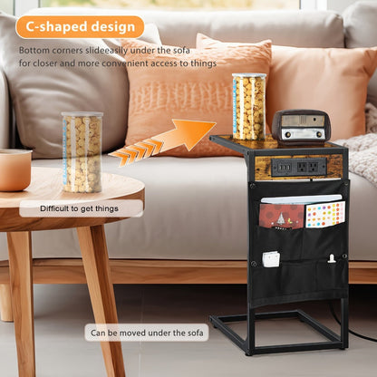 End Table with Storage Bag, Bedside Side Table for Living Room detail image - detail view 8