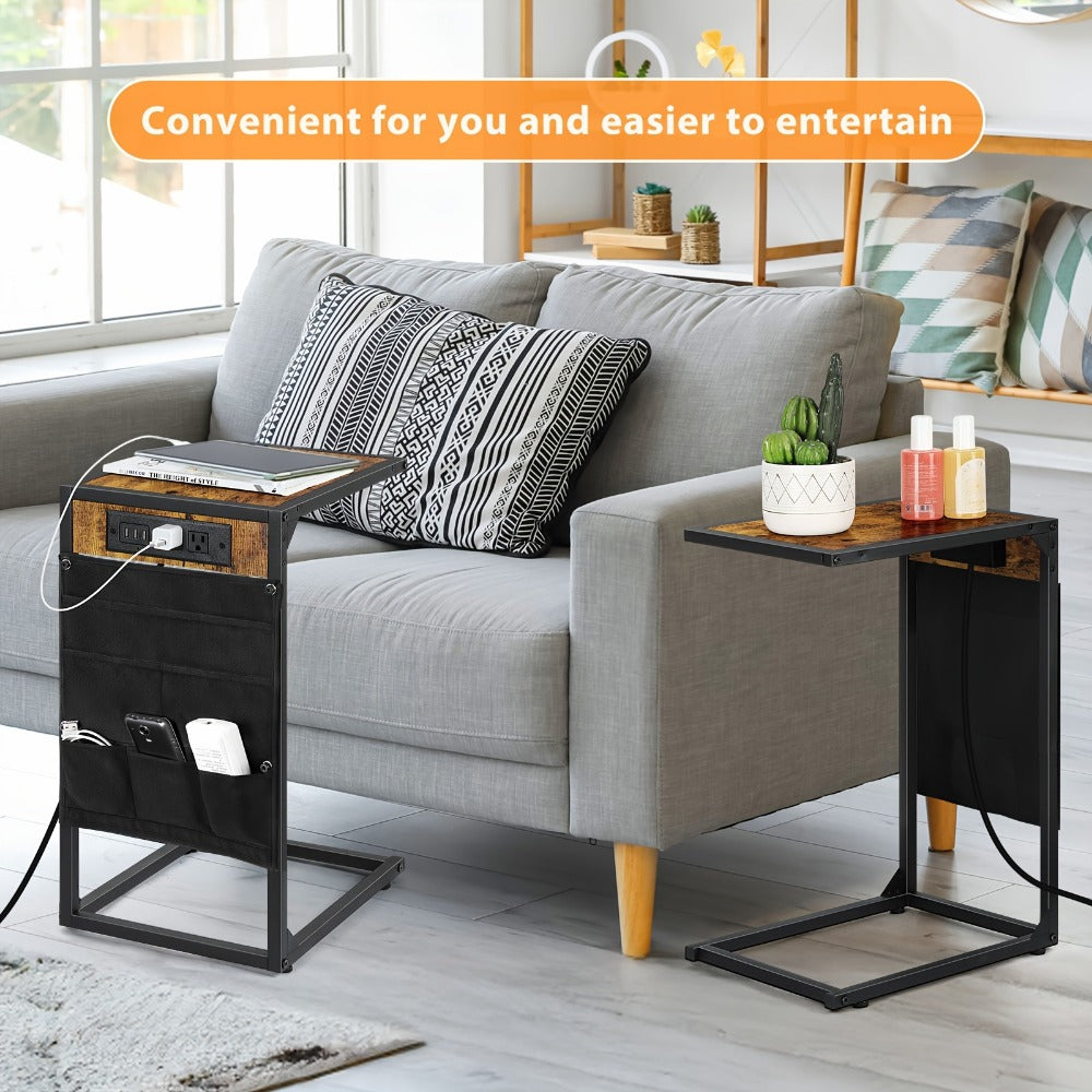 End Table with Storage Bag, Bedside Side Table for Living Room detail image - detail view 9