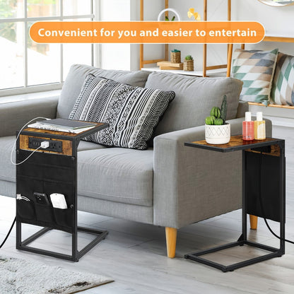 End Table with Storage Bag, Bedside Side Table for Living Room detail image - detail view 9