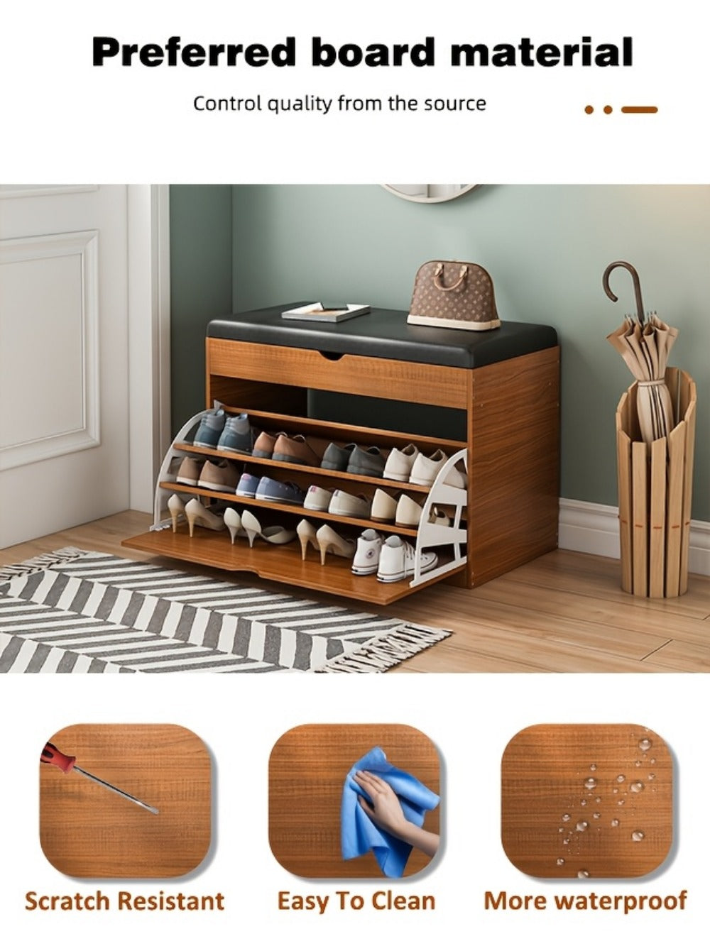 Entryway Bench with Padded Seat for Comfortable Everyday Seating detail image - detail view 13