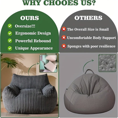 Extra-Large Bean Bag Chair with Footrest, Casual Reading Seat for Living Room detail image - detail view 16
