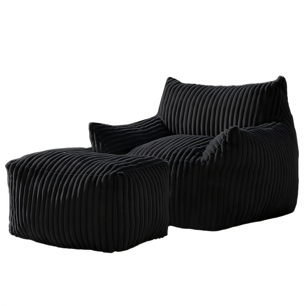 Extra-Large Bean Bag Chair with Footrest, Casual Reading Seat for Living Room detail image - detail view 5