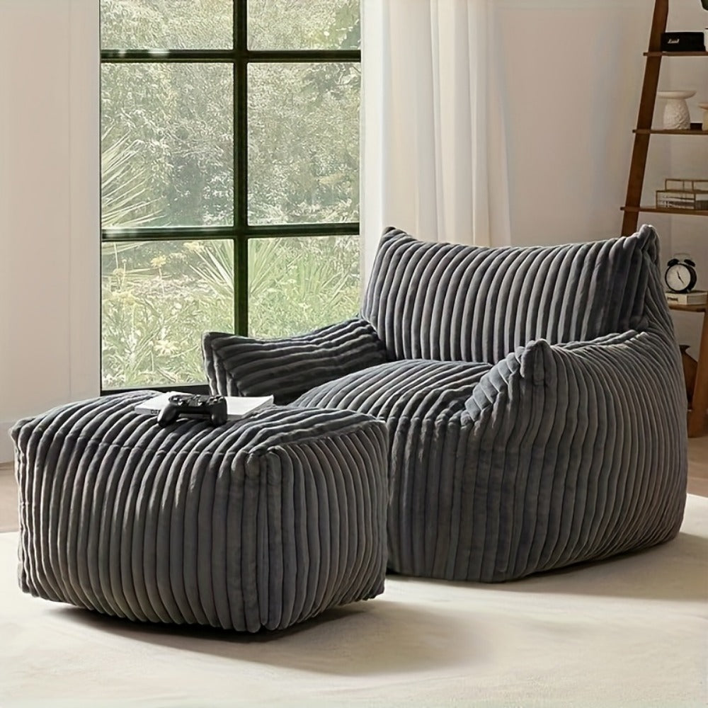 Bean Bag Chair with Footrest Extra Large Adult, Fat Cat Shaped Sofa with Removable shown in the main product view