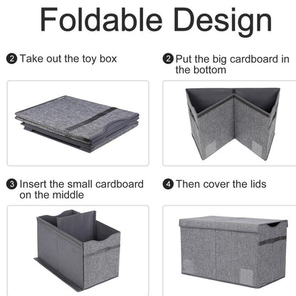 Extra-Large Kids Toy Storage Chest, Foldable Toy Box for Kids' Room detail image - detail view 12