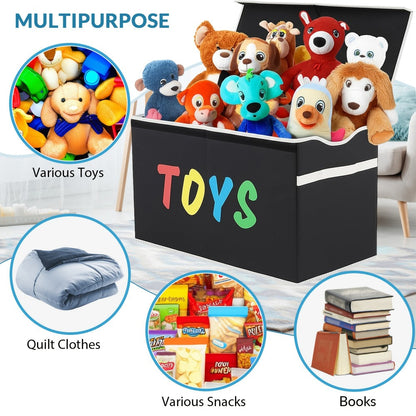 Extra-Large Kids Toy Storage Chest, Foldable Toy Box for Kids' Room detail image - detail view 7