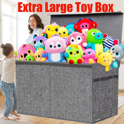 Extra-Large Kids Toy Storage Chest with Secure Lid, Large Toy Organizer Bin for Kids' Room detail image - detail view 7